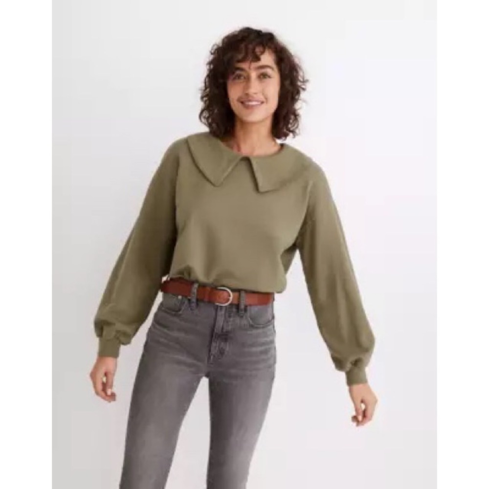 MADEWELL (re)sourced collared sweatshirt olive green monochrome discontinued NWT